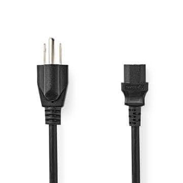 Nedis Kabel za napajanje | USA muški | IEC-320-C13 | Ravni | Ravni | Poniklani | 2,00 m | Okrugli | PVC | Crni | Etiketiranje