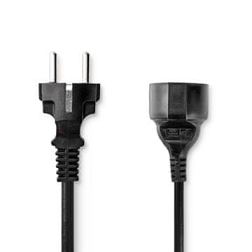 Nedis Kabel za napajanje | Muški priključak za napajanje | Ženski priključak za napajanje | Ravni | Ravni | Poniklani | 5,00 m | Okrugli | PVC | Crni | Kutija