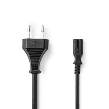 Nedis Kabel za napajanje | Euro Man | IEC-320-C7 | Ravni | Ravni | Poniklani | 3,00 m | Plosnati | PVC | Crni | Kutija