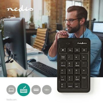 Nedis Žičana tipkovnica | USB-A | Uredska | Jednoručna | Numerička | Numerička tipkovnica