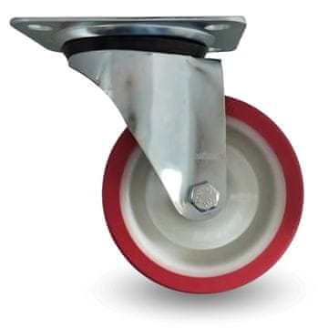 Okretni kotač, set kotačića, 100 mm, 200 kg, JPPU 1001 CRVENI, poliuretan