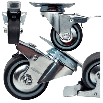 Set kotačića, 4 kom. okretnih kotača s kočnicom, 50 mm, 120 kg, termoplastična guma