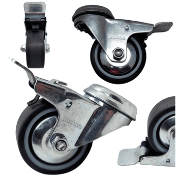 Set kotačića, 4 kom. okretnih kotača s kočnicom, 50 mm, 120 kg, termoplastična guma