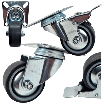 Set kotačića, 4 kom. okretnih kotača s kočnicom, 50 mm, 120 kg, termoplastična guma