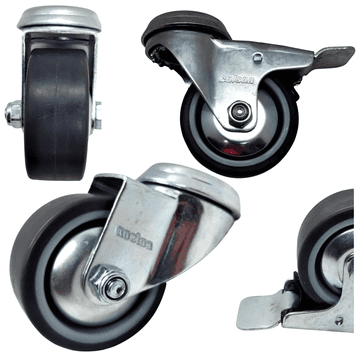 Set kotačića, 4 kom. okretnih kotača s kočnicom, 100 mm, 270 kg, termoplastična guma