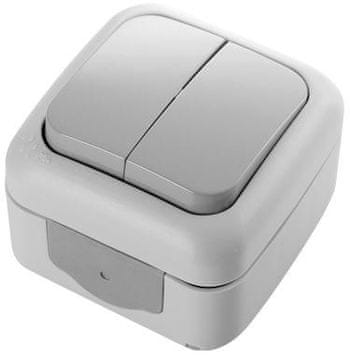 Panasonic Dvogrupni IP54 prekidač za luster, sivi PALMIYE