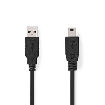 Nedis USB kabel USB 2 0 USB A muški USB Mini B 5 pinski muški 480 Mbps Niklani 2 00 m Okrugli PVC Crni Kutija