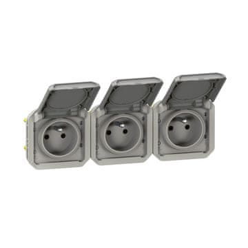 LEGRAND Trostruka utičnica s uzemljenjem 3x2P+Z, horizontalna, mehanizam 16A-250V~ - siva,