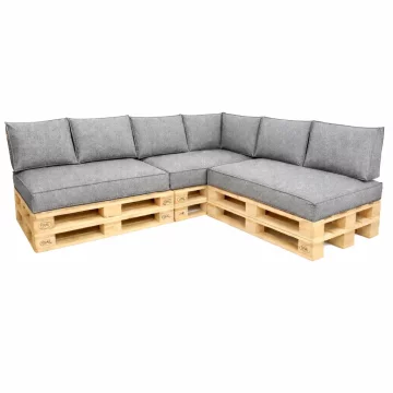Kutni set za namještaj od paleta 3 x 120/80/15 GRANULAT Crna / livada