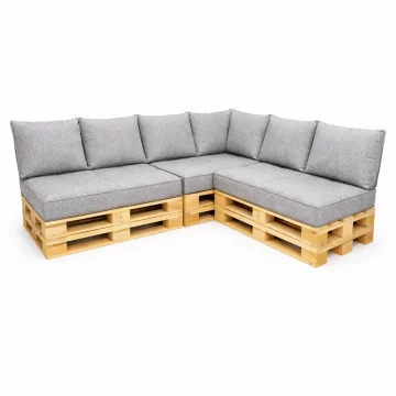 Kutni set za namještaj od paleta 3 x 120/65/15 PJENA Crna / maki