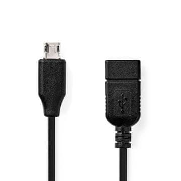 Nedis USB Micro B adapter USB 2 0 USB Micro B muški USB A ženski 480 Mbps 0 20 m Okrugli Niklani PVC Crna Kutija