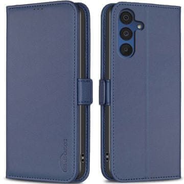 Preklopna futrola za Samsung Galaxy A15, BINFEN novčanik, plava + 9H staklo