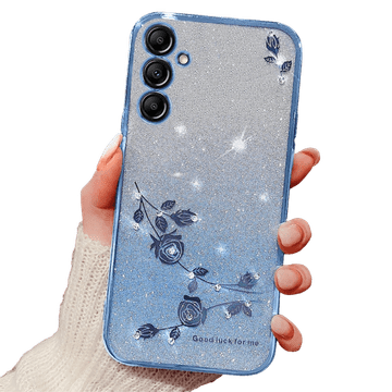 GS Maska za Samsung Galaxy A35 5G, svjetlucavi cvijet, plava
