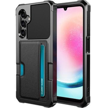 GS Futrola za Samsung Galaxy A15 5G, držač kartica s postoljem, crna + 9H staklo