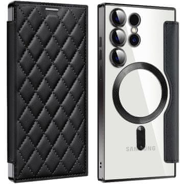 GS Preklopna maska za Samsung Galaxy S24 Ultra, RFID novčanik MagSafe sa zaštitom za kameru, crna