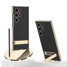GKK Futrola za Samsung Galaxy S24 Ultra, kožna, s elektro okvirom, s postoljem, crna