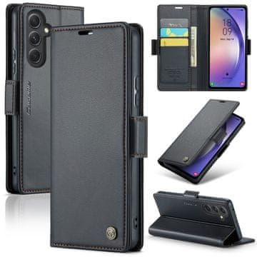 CaseMe preklopna futrola za Samsung Galaxy A54 5G, Litchi novčanik, crna