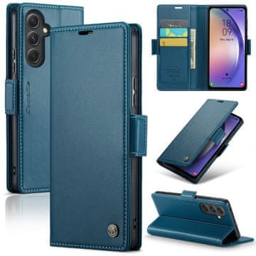 CaseMe preklopna futrola za Samsung Galaxy A54 5G, Litchi novčanik, plava