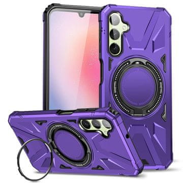 GS MagSafe futrola za Samsung Galaxy A54 5G, oklopljena sa stalkom i pločicom za držač, ljubičasta