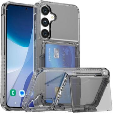 GS Futrola za Samsung Galaxy S24+ Plus, Držač za kartice, Prozirna / Crna