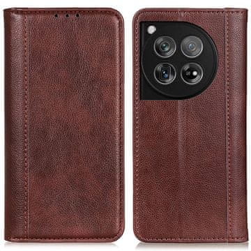 GS OnePlus 12 5G novčanik Litchi kožna futrola, smeđa