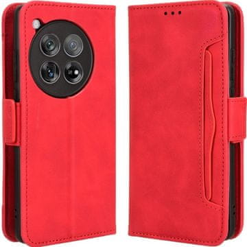 GS Preklopna futrola za OnePlus 12 5G, utor za karticu, crvena