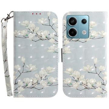 GS Preklopna futrola za Xiaomi Redmi Note 13 Pro 5G, novčanik, siva boja cvijeća magnolije