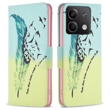 GS Preklopna futrola za Xiaomi Redmi Note 13 5G, novčanik, plava / žuta boja perja