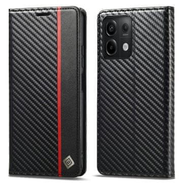 LC.IMEEKE Preklopna futrola za Xiaomi Redmi Note 13 5G, karbonska , crna