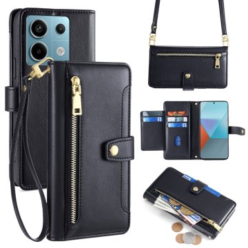 GS Preklopna futrola za Xiaomi Redmi Note 13 Pro 5G, novčanik s patentnim zatvaračem, crna