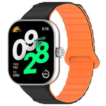 GS Silikonski remen za Xiaomi Redmi Watch 4 / Xiaomi Smart Band 8 Pro / Xiaomi Smart Band 9 Pro, crna/narančasta