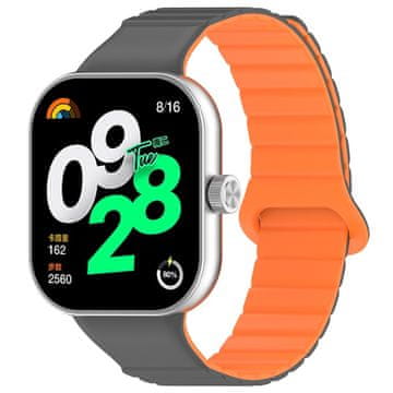 GS Silikonski remen za Xiaomi Redmi Watch 4 / Xiaomi Smart Band 8 Pro / Xiaomi Smart Band 9 Pro, siva / narančasta