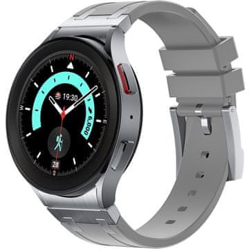 GS Silikonski remen za Samsung Galaxy Watch 4/5/6 40/42/43/44/45/46/47 mm, siva / srebrna kopča