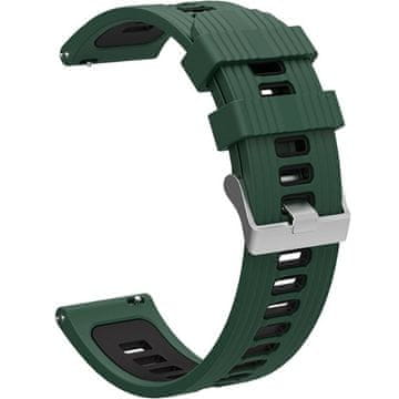 GS Univerzalni silikonski remen 22 mm, tamnozelena / crna
