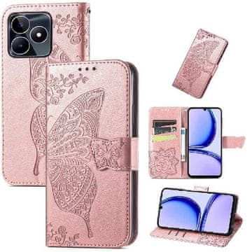 GS Realme Note 50 maskica s preklopnim efektom Butterfly, ružičasto zlatna