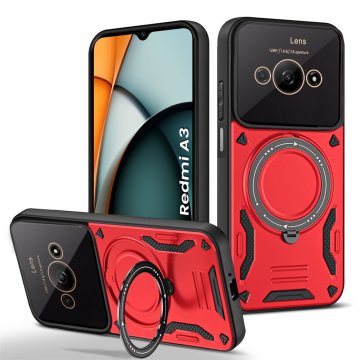GS Oklopna futrola za Xiaomi Redmi A3, magnetski prsten, crvena