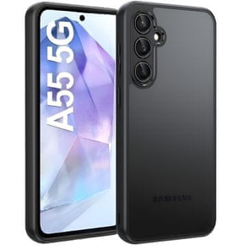 GS Mat hibridna maska za Samsung Galaxy A55 5G sa zaštitom za kameru, prozirna/crna