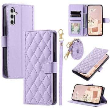 GS Preklopna futrola za Samsung Galaxy A36 5G, romboidna crossbody kožna, ljubičasta