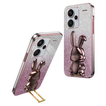 GS Xiaomi Redmi Note 13 Pro+ maskica, svjetlucavi zec, s kliznim postoljem, roza