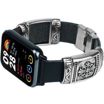 GS Kožni remen za Xiaomi Smart Band 8 Pro / Xiaomi Smart Band 9 Pro, crna / srebrna