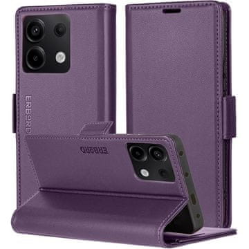 Overboard Xiaomi Redmi Note 13 5G maskica, sjajni liči, novčanik s preklopom, ljubičasta