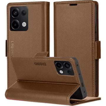 Overboard Futrola za Xiaomi Redmi Note 13 Pro 4G / Poco M6 Pro 4G, sjajna liči futrola, novčanik s preklopom, smeđa