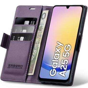 Overboard Futrola za Samsung Galaxy A25 5G, sjajna liči futrola, preklopna futrola s novčanikom, ljubičasta