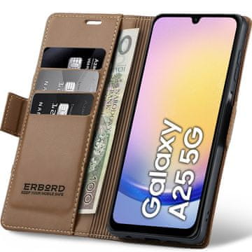 Overboard Futrola za Samsung Galaxy A25 5G, sjajna liči, preklopna futrola-novčanik, smeđa