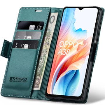Overboard Futrola za Oppo A38 / A18, sjajna liči, novčanik s preklopom, zelena