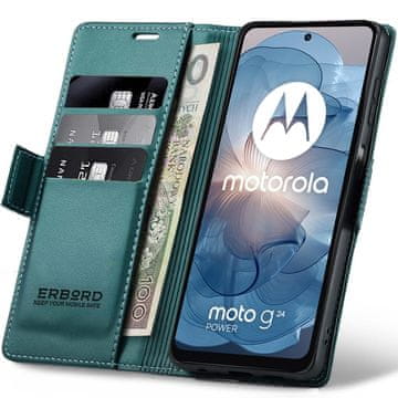 Overboard Futrola za Motorola Moto G24 / G24 Power / G04, sjajni liči, novčanik s preklopom, zelena