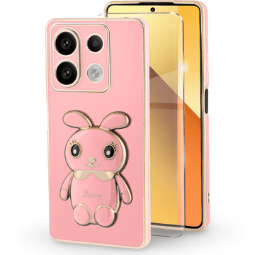 GS Futrola za Xiaomi Redmi Note 13 5G, Zec, roza + 9H kaljeno staklo