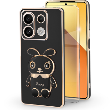 GS Futrola za Xiaomi Redmi Note 13 5G, Zec, crna + 9H kaljeno staklo