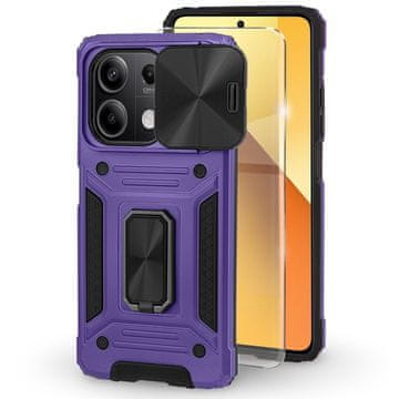 Overboard Oklopna maskica za Xiaomi Redmi Note 13 5G, CamShield Slide, ljubičasta + 9H kaljeno staklo