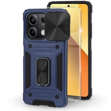 Overboard Oklopna maskica za Xiaomi Redmi Note 13 5G, CamShield Slide, plava + 9H kaljeno staklo